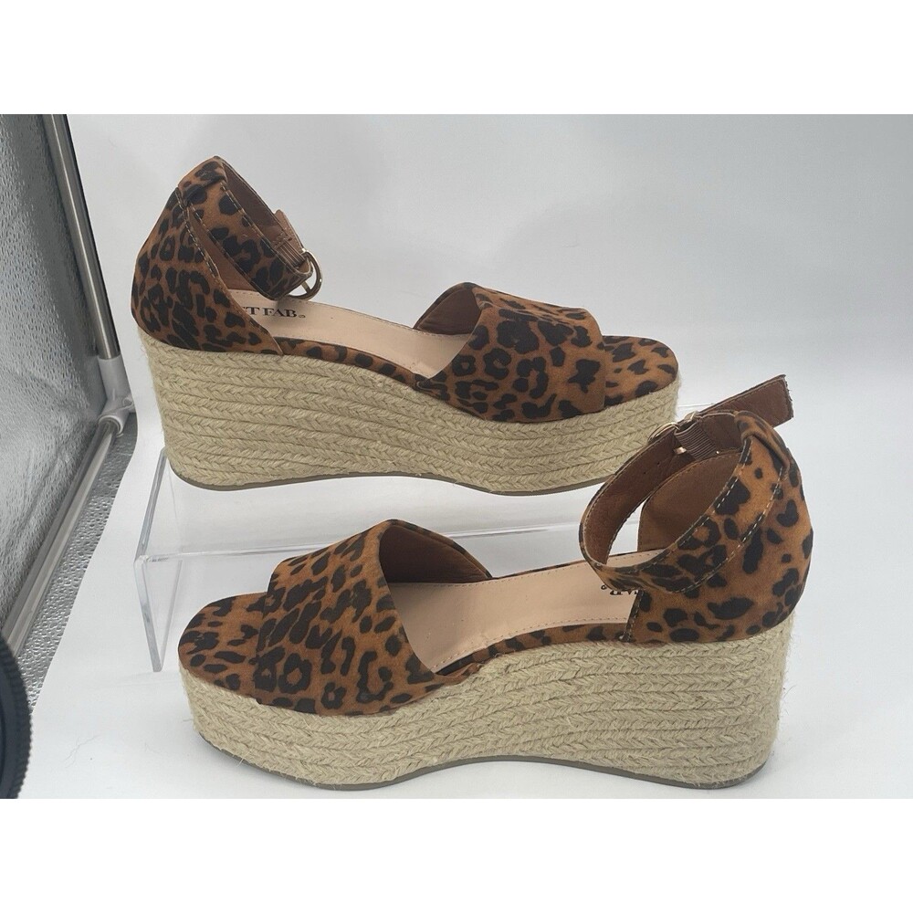 JustFab Leopard Print Espadrille Wedge Sandals Women’s Size 8 - Picture 2 of 7